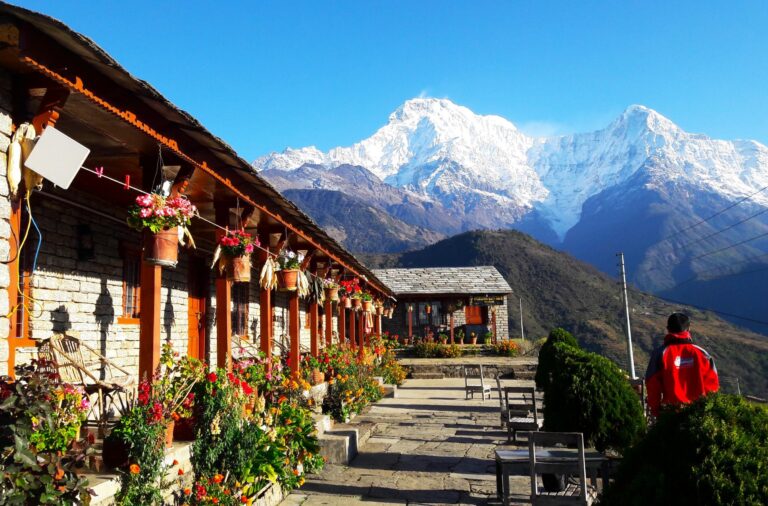 Ghandruk Dorf - Bergsicht auf das Annapurna Region